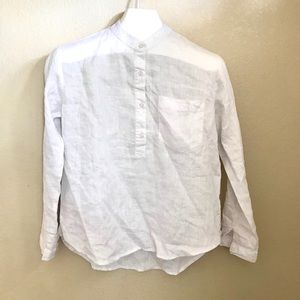 TOPTEN || White Linen Blouse